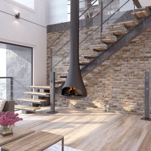 Chimenea de leña - PERLA - CL Design - contemporánea / suspendida
