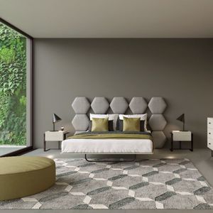 cama de matrimonio / moderna / con cabecero / tapizada