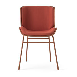 silla de comedor moderna / tapizada / de terciopelo / de cuero