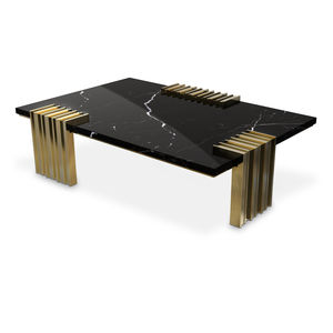 mesa de centro contemporánea / de latón / de mármol / rectangular