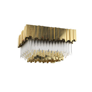 plafón moderno / de cristal / de latón chapado en oro / halógeno