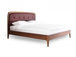 cama de matrimonio / individual / contemporánea / con cabecero tapizado
