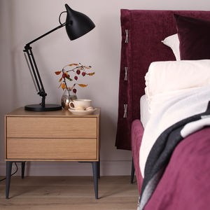 mesilla de noche contemporánea / de madera / con base metálica / rectangular