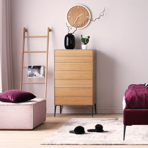 cómoda alta / contemporánea / de madera lacada / de roble
