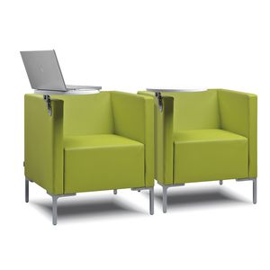 sillón de visita contemporáneo / de tejido / de aluminio fundido / con reposabrazos