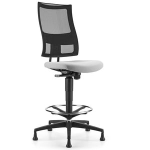 taburete de trabajo de tejido / tapizado / con ruedas / ajustable en altura
