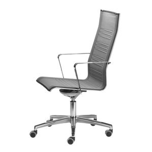 sillón de oficina moderno / en malla / de aluminio / con ruedas