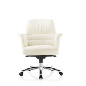 sillón de oficina contemporáneo / de cuero / con ruedas / con reposabrazos