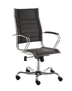sillón de oficina contemporáneo / de metal / de cuero / con ruedas