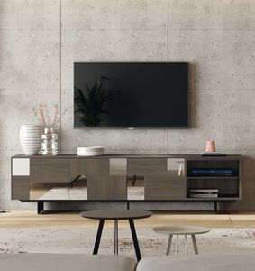 mueble de televisión contemporáneo / lowboards / modular / de chapa de madera