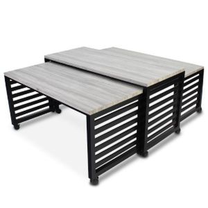 mesa moderna / de madera maciza / de acero inoxidable / de material laminado