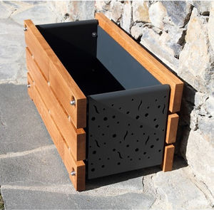 jardinera de aluminio / de madera / rectangular / contemporánea