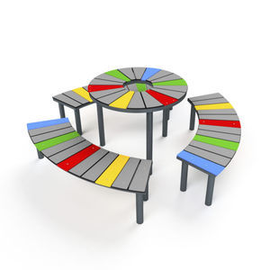 conjunto de mesa y banco contemporáneo