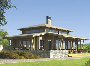 edificio prefabricado / de madera laminada encolada / para restaurante / contemporáneo