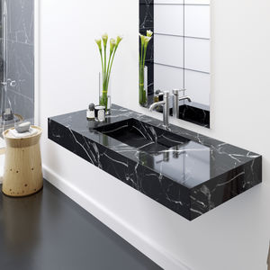 lavabo suspendido / rectangular / de mármol / contemporáneo