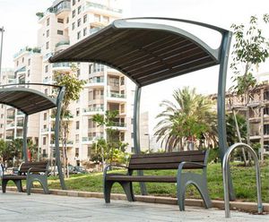 marquesina de metal y lona para espacios públicos para espacio público