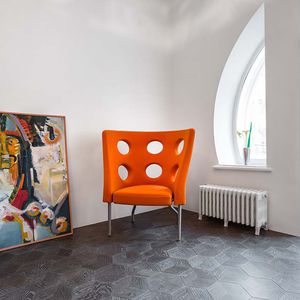 parquet en losas / macizo / para pegar / de roble