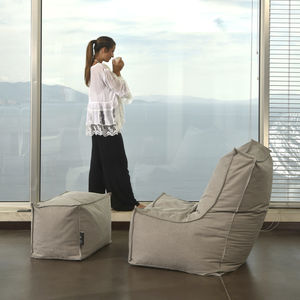 sillón contemporáneo / de tejido / gris / marrón