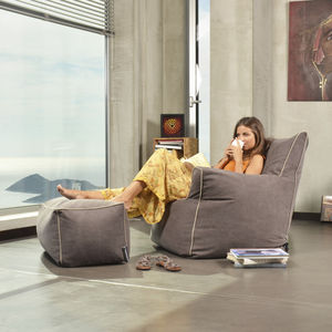 sillón contemporáneo / de tejido / gris / marrón