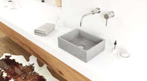 lavabo sobre encimera / rectangular / de hormigón / contemporáneo