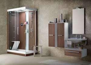 baño contemporáneo / de madera / de vidrio