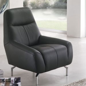 sillón contemporáneo / de cuero / de madera / de acero
