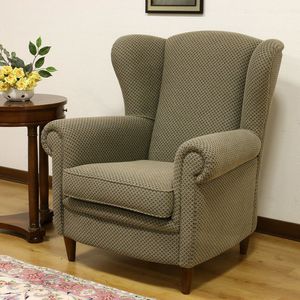 sillón clásico / de tejido / de cuero / con orejas