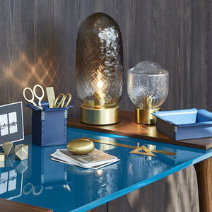 lámpara de mesa / contemporánea / de níquel / de vidrio