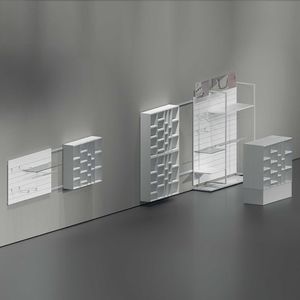 expositor de pared / multiusos / de madera / de vidrio