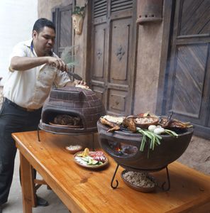 barbacoa de carbón / de libre instalación / de piedra