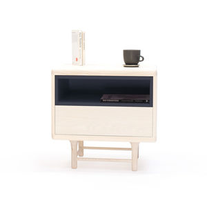 mesilla de noche contemporánea / de fresno / de MDF lacado / rectangular