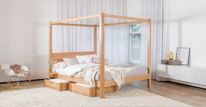cama con dosel / de matrimonio / contemporánea / con mesita de noche integrada
