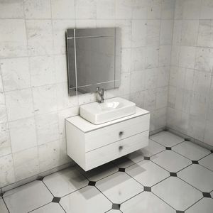 mueble de lavabo suspendido / de cerámica / de vidrio / contemporáneo