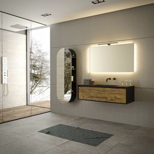 mueble de lavabo mural / de madera lacada / de chapa de madera / de cerámica
