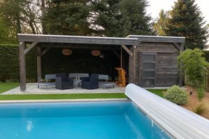 pool house de madera de pino Douglas