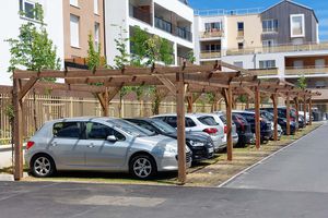 cubierta para aparcamiento de madera