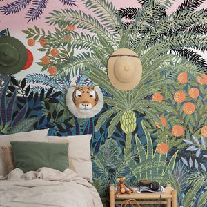 papel pintado contemporáneo / de textil no tejido / con motivos de la naturaleza / monocromo