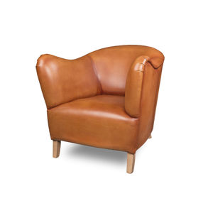 sillón clásico / de cuero / negro / gris