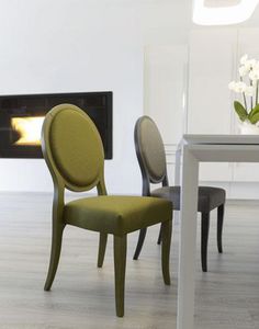 silla moderna / tapizada / apilable / medallón