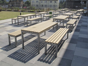 mesa de pícnic moderna / de iroko / de acero / de acero galvanizado