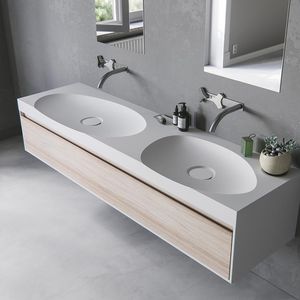 lavabo doble / encastrable / rectangular / de mineral compuesto