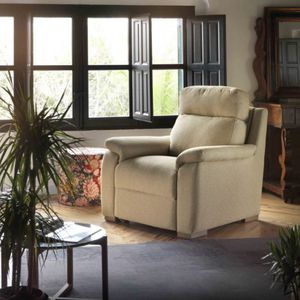 sillón contemporáneo / de tejido / con reposacabezas / beis