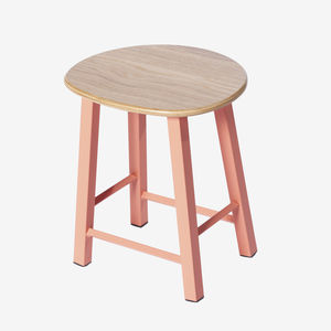 taburete contemporáneo / de madera / de metal pintado / para restaurante