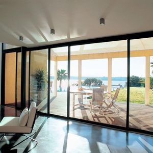ventanal corredero / de aluminio / con vidrio triple / de corte térmico