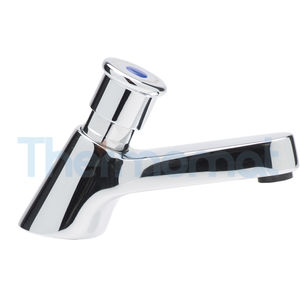 grifo monomando para lavabo / de latón cromado / con temporizador / de baño
