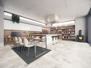 cocina contemporánea / de chapa de madera / de madera maciza / de MDF