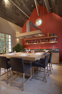 cocina contemporánea / de roble / de pizarra / con isla