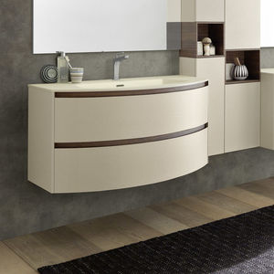 mueble de lavabo suspendido / de madera / moderno / curvado