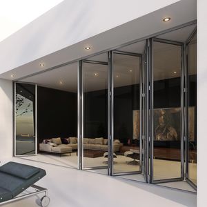 ventanal plegable / corredero / de aluminio / con vidrio doble