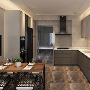 cocina contemporánea / de madera lacada / en L